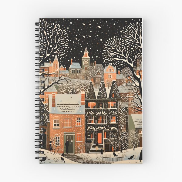 Item preview, Christmas holiday linocut landscape print designed and sold by dcrc.