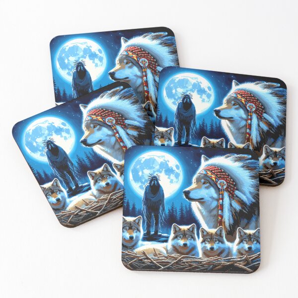 Item preview, Nesting Wolves Native American imagery designed and sold by Artbyminga.