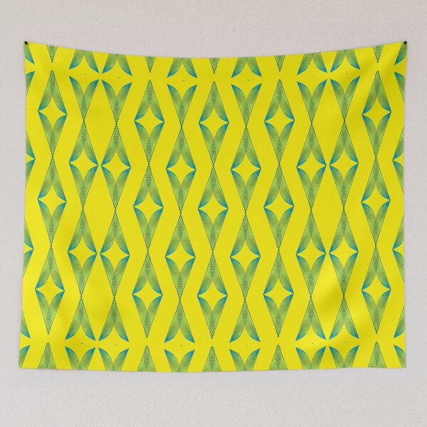Item preview, Turquoise Triangles Half Drop - Bright Yellow designed and sold by CushyNest.