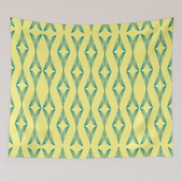 Aperçu de l'œuvre Triangles Turquoise Demi Goutte - Jaune Clair créée et vendue par CushyNest.