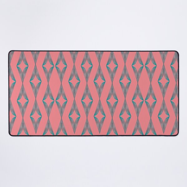 Aperçu de l'œuvre Triangles Turquoise Demi Goutte - Rose Corail créée et vendue par CushyNest.
