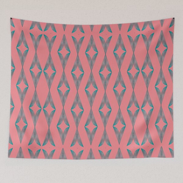 Item preview, Turquoise Triangles Half Drop - Coral Pink designed and sold by CushyNest.