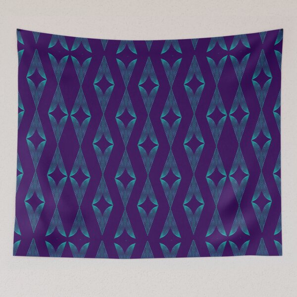 Aperçu de l'œuvre Triangles Turquoise Demi Goutte - Prune Profonde créée et vendue par CushyNest.