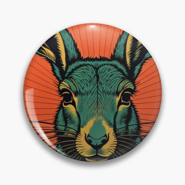 Item preview, Turquoise hare on an orange art nouveau background designed and sold by VoodoovilleArt.