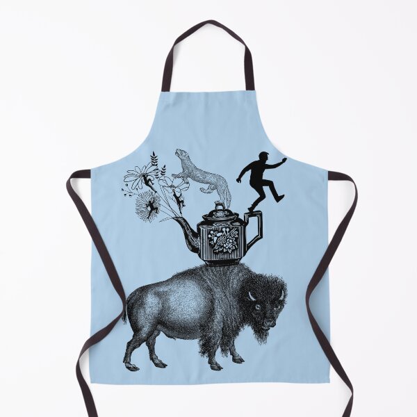 Item preview, Balancing People, Ferret, and Teapot on a Buffalo, Black and White designed and sold by IntoClearWater.