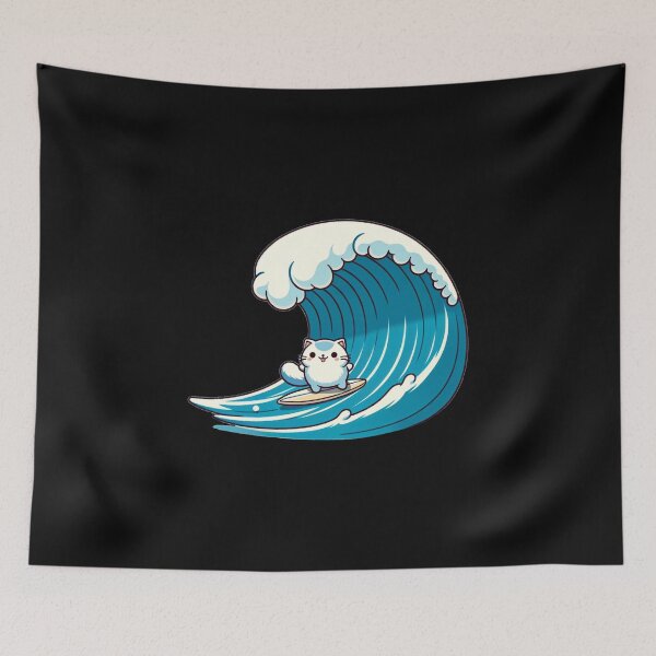 Item preview, Cat surfing Kanagawa designed and sold by CoquerelleStore.