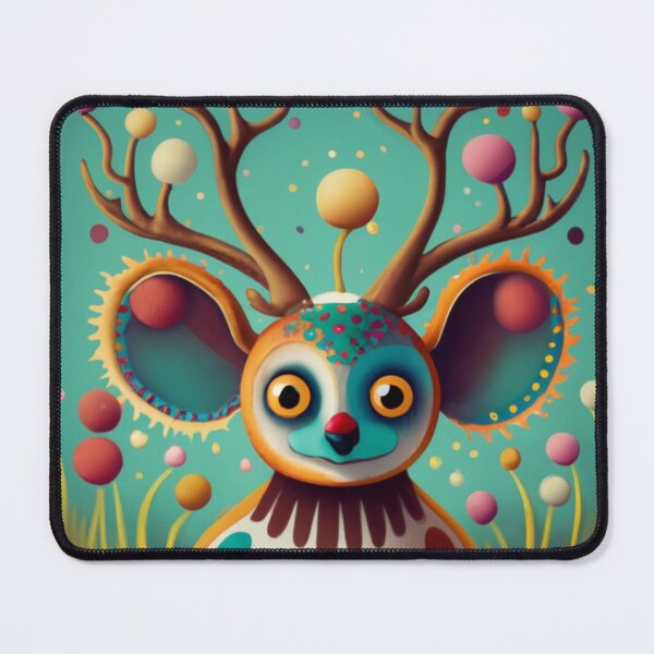 Item preview, Kooky the bobble headed Koala Bear with antlers on a a teal background designed and sold by VoodoovilleArt.
