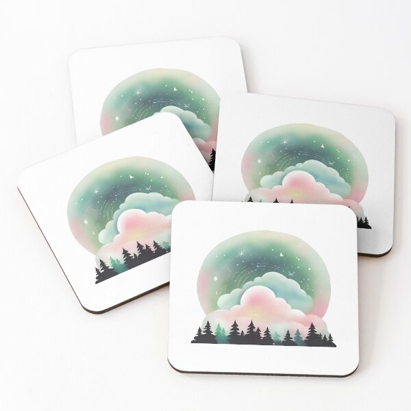 Item preview, Cosmic Weather: Green and Pink Clouds Against the Stars designed and sold by SparkSpiral.
