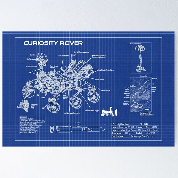 Item preview, Mars Curiosity Rover Blueprint  designed and sold by CaryJacobsArt.