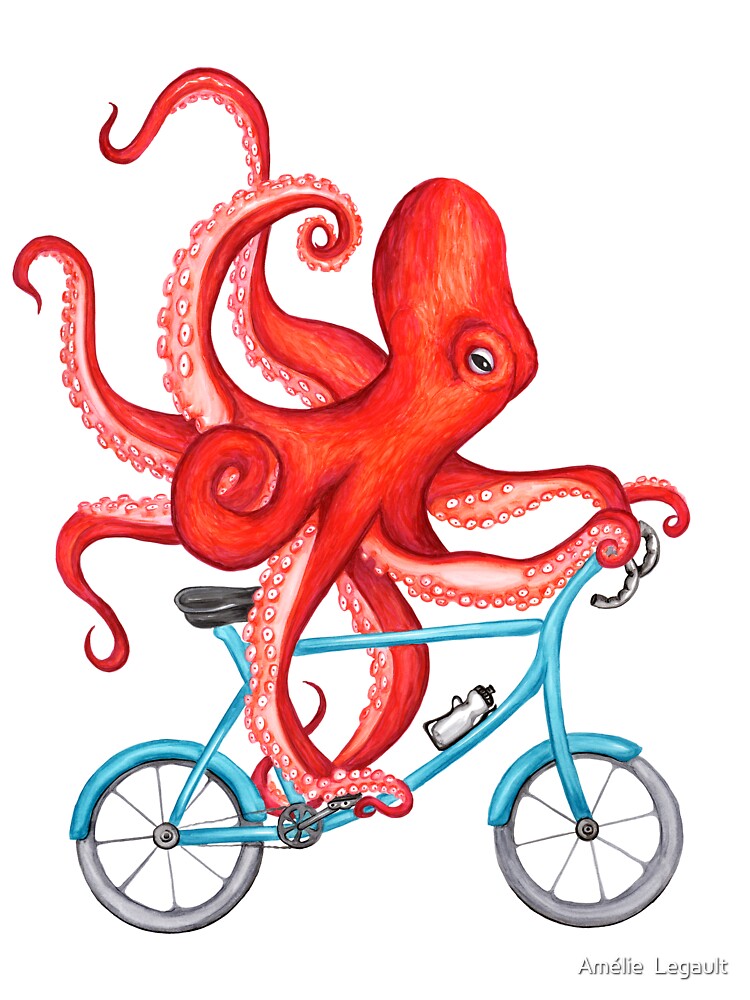 Thumbnail 2 of 2, Kids T-Shirt, Cycling octopus designed and sold by amelielegault.