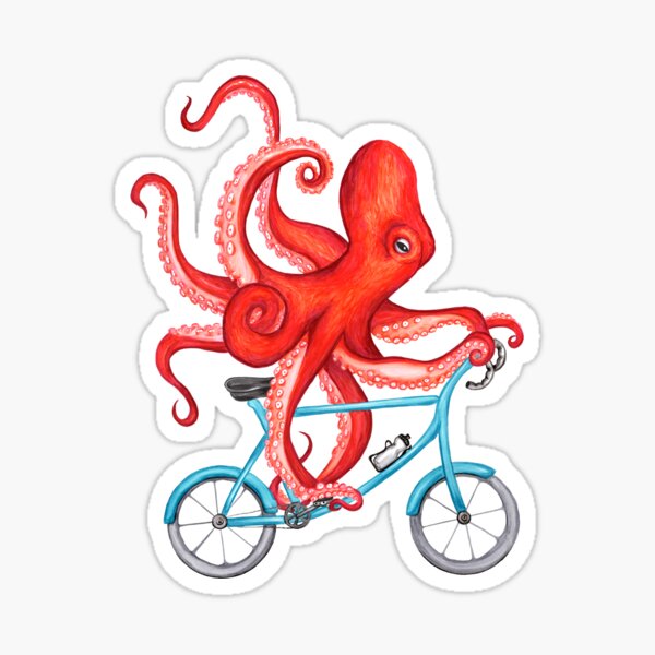 Cycling octopus Sticker