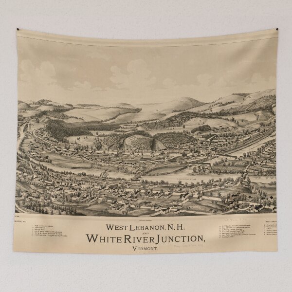 Item preview, Old Lebanon NH & White River Junction VT Map (1889) designed and sold by BravuraMedia.
