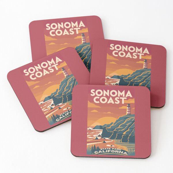Item preview,  A Vintage Travel Art of the Sonoma Coast State Park - California - US  designed and sold by GoodOldVintage.