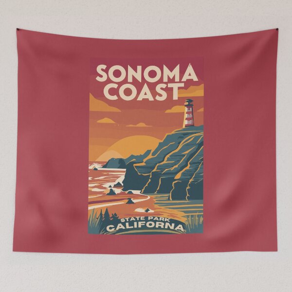 Item preview,  A Vintage Travel Art of the Sonoma Coast State Park - California - US  designed and sold by GoodOldVintage.