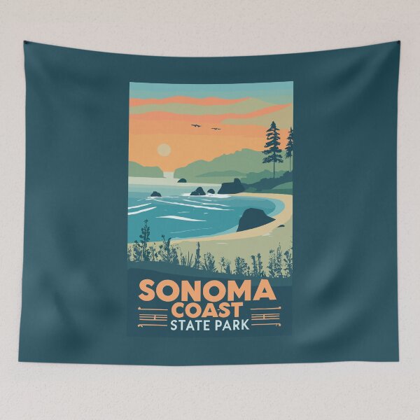 Item preview, A Vintage Travel Art of the Sonoma Coast State Park - California - US  designed and sold by GoodOldVintage.