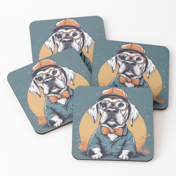 Item preview, Sunrise dog, yellow, blue designed and sold by MyartStudioTB.