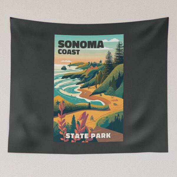 Item preview, A Vintage Travel Art of the Sonoma Coast State Park - California - US  designed and sold by GoodOldVintage.