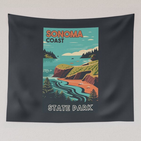Item preview, A Vintage Travel Art of the Sonoma Coast State Park - California - US  designed and sold by GoodOldVintage.