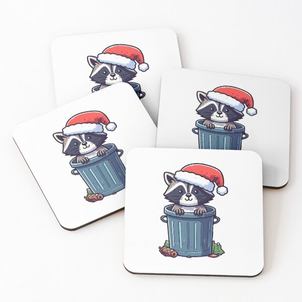 Item preview, Cute Racoon santa in trashcan designed and sold by Wxjtecki.