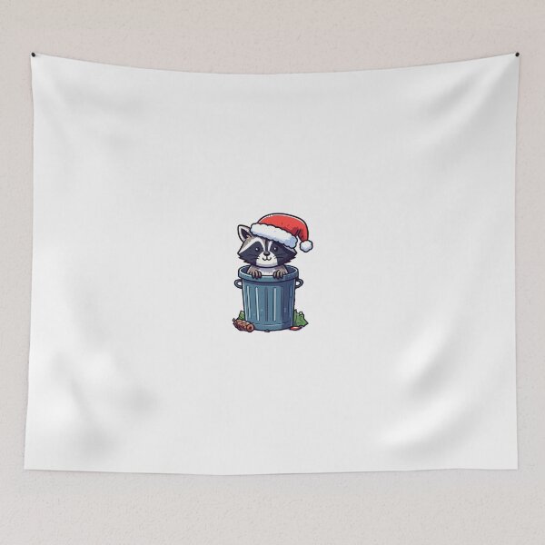 Item preview, Cute Racoon santa in trashcan designed and sold by Wxjtecki.
