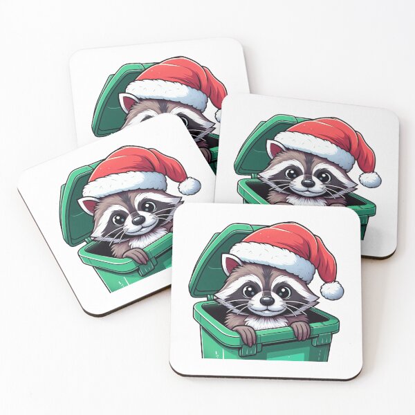 Item preview, Cute Racoon santa in trashcan designed and sold by Wxjtecki.