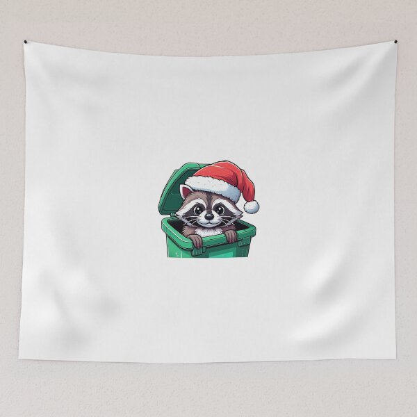 Item preview, Cute Racoon santa in trashcan designed and sold by Wxjtecki.