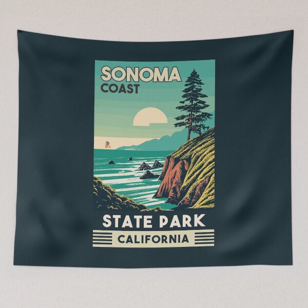 Item preview, A Vintage Travel Art of the Sonoma Coast State Park - California - US  designed and sold by GoodOldVintage.