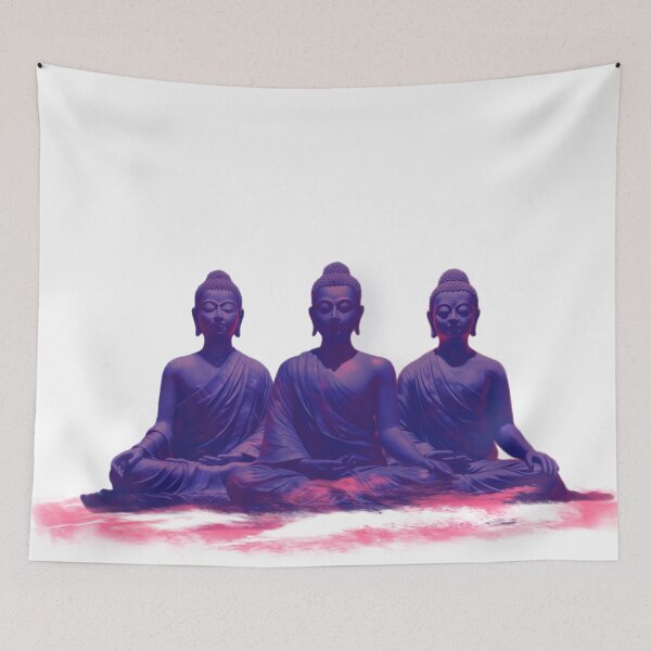 Item preview, Triad of Serenity | Three Purple Buddha Statues in Animated Meditatio designed and sold by FairX.