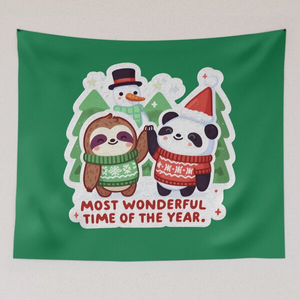 Item preview, Most Wonderful Time Of The Year Sloth Panda Snowman designed and sold by plushism.