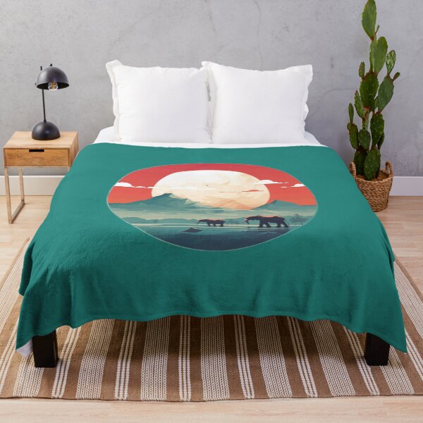 Item preview, Elephants and Mountains under a red sky designed and sold by bold-fortune.