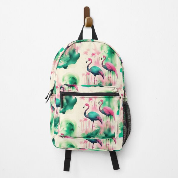 Item preview, imaginary pink flamingos on a pink and green plant background designed and sold by Creativesphotos.