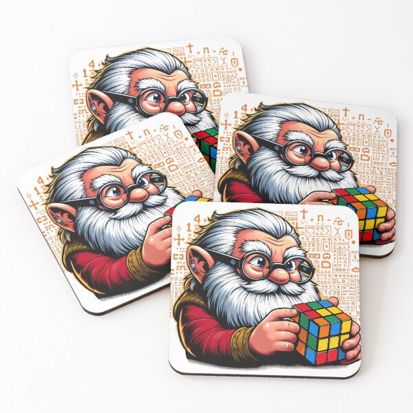 Item preview, Wise Elf Solving Rubik's Cube with Math Symbols designed and sold by ZetaDream.
