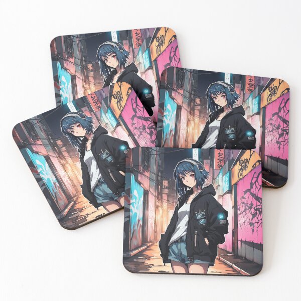 Item preview, Cyberpunk Graffiti Girl Print - Anime Streetwear Chic! designed and sold by evilishgoods.