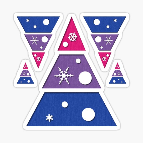 Minimalist Christmas Tree in Bisexual Pride Flag Colors Sticker