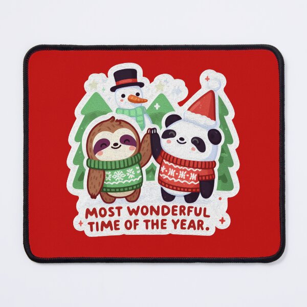 Item preview, Most Wonderful Time Of The Year Sloth Panda Snowman designed and sold by plushism.