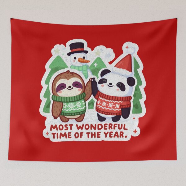 Item preview, Most Wonderful Time Of The Year Sloth Panda Snowman designed and sold by plushism.