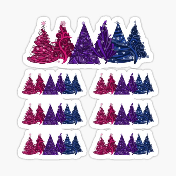 Row of Three Bisexual Pride Flag Christmas Trees Sticker