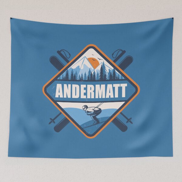 Item preview, Andermatt Switzerland Skiing Design, Winter Sport designed and sold by CynthiaGraphics.