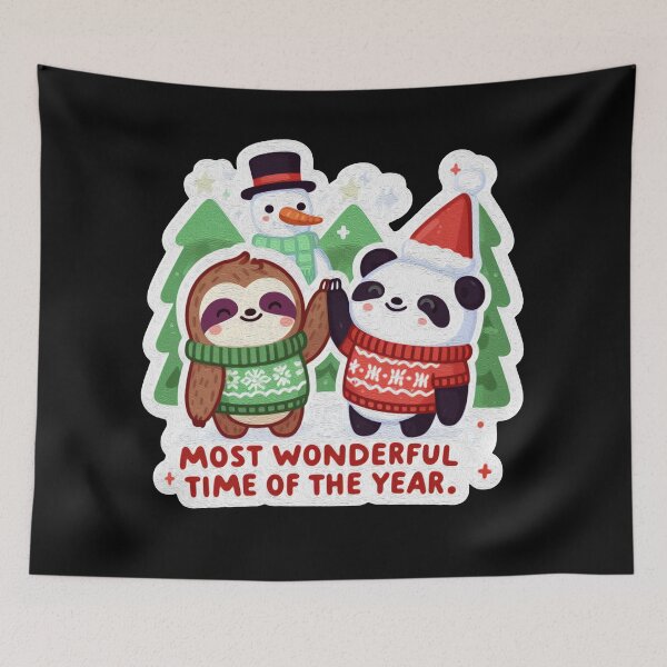 Item preview, Most Wonderful Time Of The Year Sloth Panda Snowman designed and sold by plushism.