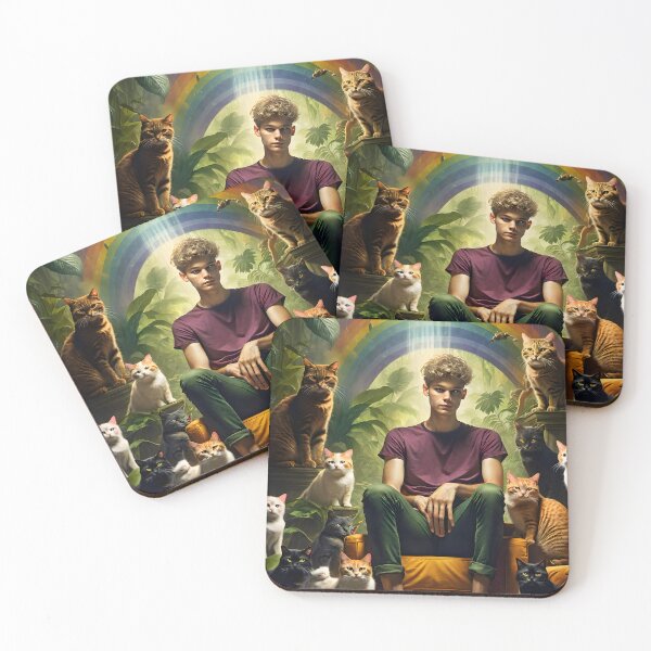 Item preview, A Young Man surrounded by his Cat Friends designed and sold by Yngo Gutmann.