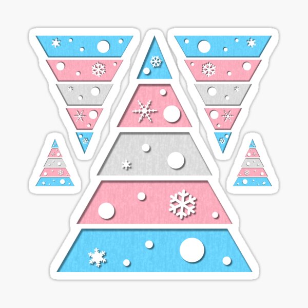Minimalist Christmas Tree in Transgender Pride Flag Colors Sticker