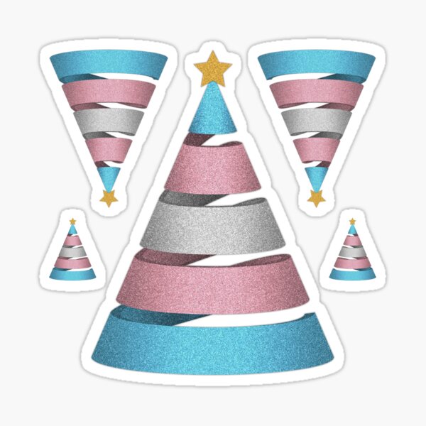 Large Spiral Transgender Pride Flag Christmas Tree Vector Sticker