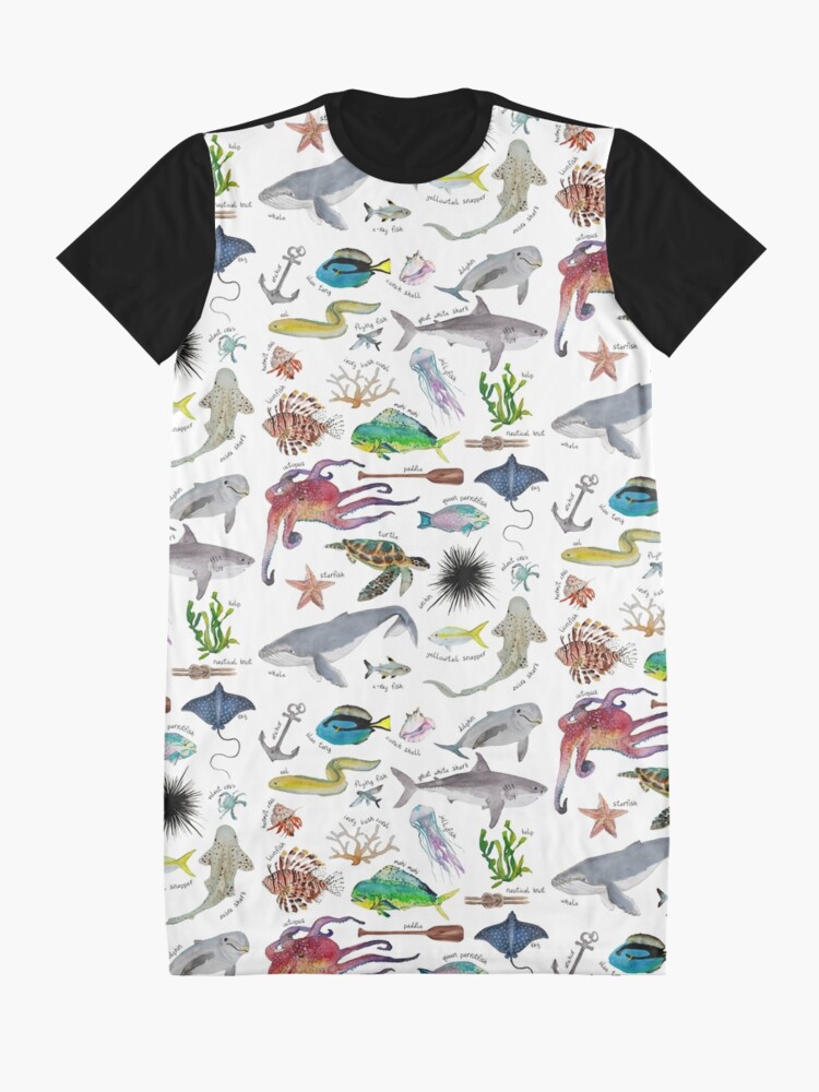 Alternate view of Under the Sea Alphabet Graphic T-Shirt Dress