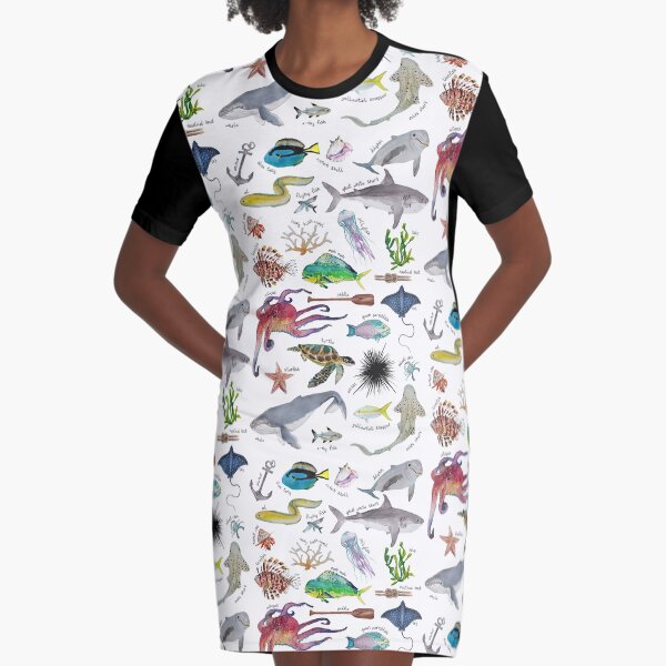 Under the Sea Alphabet Graphic T-Shirt Dress