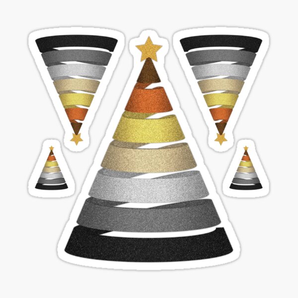 Large Spiral Gay Bear Pride Flag Christmas Tree Vector Sticker