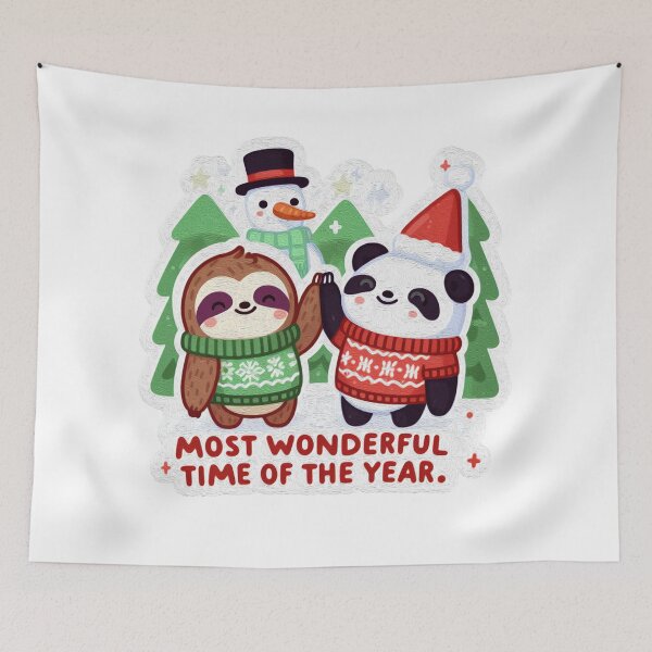 Item preview, Most Wonderful Time Of The Year Sloth Panda Snowman designed and sold by plushism.