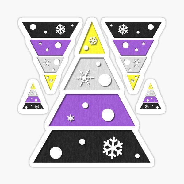 Minimalist Christmas Tree in Non-Binary Pride Flag Colors Sticker