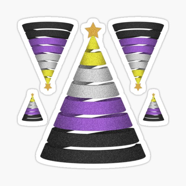 Large Spiral Non-Binary Pride Flag Christmas Tree Vector Sticker