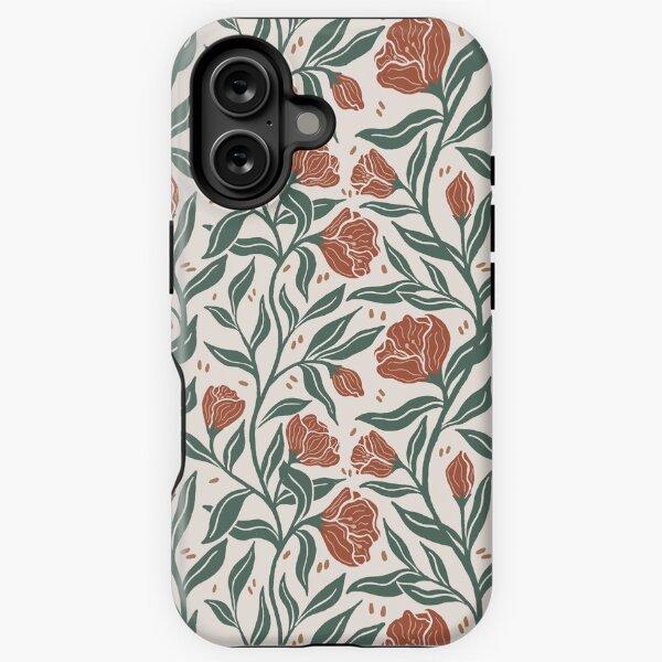 Item preview,  Rustic Floral with Climbing Vines in Teal and Coral designed and sold by ashandinkstudio.