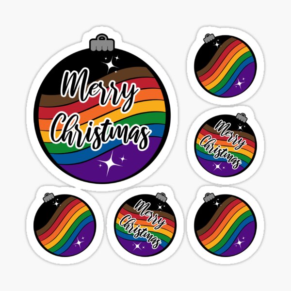 Christmas Ornament in Inclusive Rainbow Pride Flag Colors Sticker